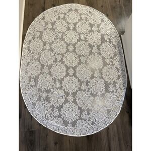 Vintage Ivory Lace Oval Tablecloth 77"x 58" Good Used Condition